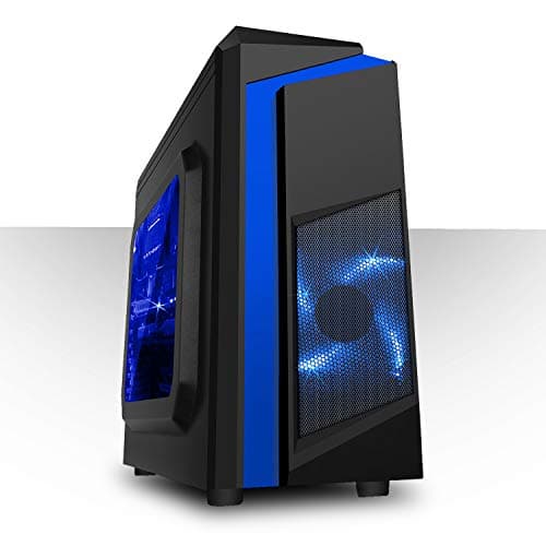 CiT F3 Micro ATX Mini Tower Black / Blue with Acrylic Side Panel and USB 3.2 Gen 1 Type-A, USB 2.0 Type-A image