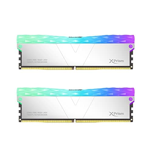 V-Color DDR5 Manta XPrism 32GB(16GBx2) 5600MHz 2Gx8 CL36 1.2V SK Hynix IC RGB Gaming Desktop Upgrade RAM Memory Module - White (TMXPL1656836WWK) image