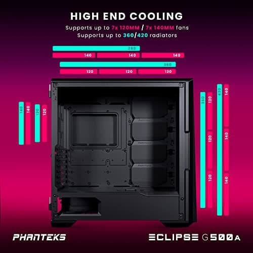Phanteks ECLIPSE G500A DRGB (Fanless) ATX Mid Tower Black Tempered Glass Side Panel image