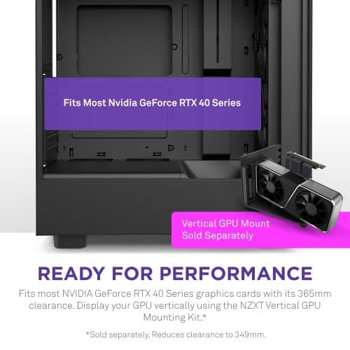 NZXT H5 Flow (2022) ATX Mid Tower Black with Tempered Glass Side Panel and USB 3.2 Gen 2x2 Type-C, USB 3.2 Gen 1 Type-A image