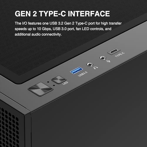 GAMDIAS Talos M3 Mesh ATX Mid Tower Black Tempered Glass Side Panel USB 3.2 Gen 2 Type-C USB 3.2 Gen 1 Type-A image