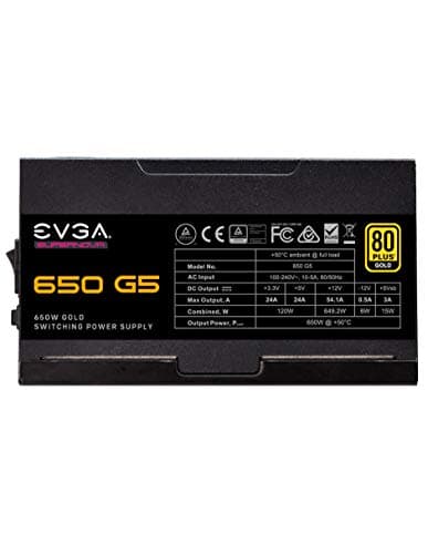 EVGA SuperNOVA 650 G5, 80 Plus Gold 650W, Fully Modular, Eco Mode with FDB Fan, 10 Year Warranty, Includes Power ON Self Tester, Compact 150mm Size, Power Supply 220-G5-0650-X1 image
