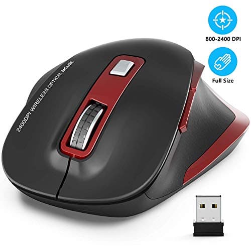 Wireless Mouse, RATEL 2.4G USB Wireless Ergonomic Mouse Computer Mouse 6 Buttons Laptop Mouse USB Mouse with Nano Receiver 2400 DPI 5 Adjustment Levels Cordless Wireless Mice for Windows-Red main image