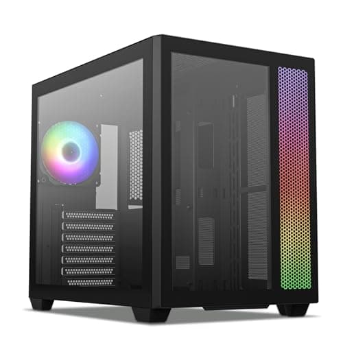 Vetroo AL700 ATX Mid Tower Black with Tempered Glass Side Panel and Front Panel USB 3.2 Gen 2 Type-C, USB 3.2 Gen 1 Type-A, USB 2.0 Type-A image