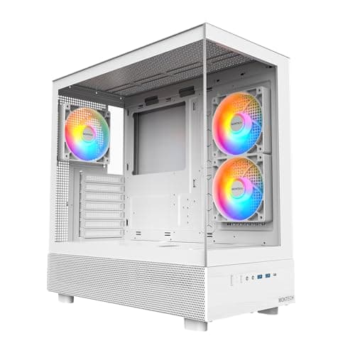 Montech XR ATX Mid Tower White with Tempered Glass Side Panel and USB 3.2 Gen 2 Type-C, USB 3.2 Gen 1 Type-A image