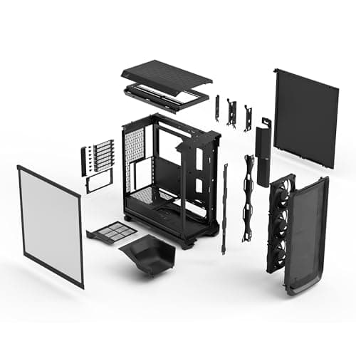 Fractal Design Meshify 3 ATX Mid Tower Black Tinted Tempered Glass Side Panel with USB 3.2 Gen 2x2 Type-C and USB 3.2 Gen 1 Type-A image