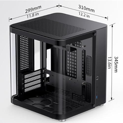 Jonsbo TK-1 Micro ATX Mini Tower Black with Tempered Glass Side Panel and USB 3.2 Gen 2 Type-C, USB 3.2 Gen 1 Type-A image