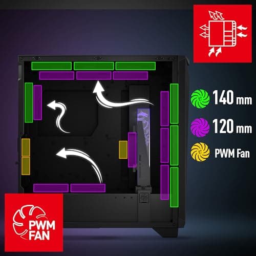 MSI MPG GUNGNIR 300R AIRFLOW ATX Mid Tower Black with Tempered Glass Side Panel and USB 3.2 Gen 2x2 Type-C, USB 3.2 Gen 1 Type-A image