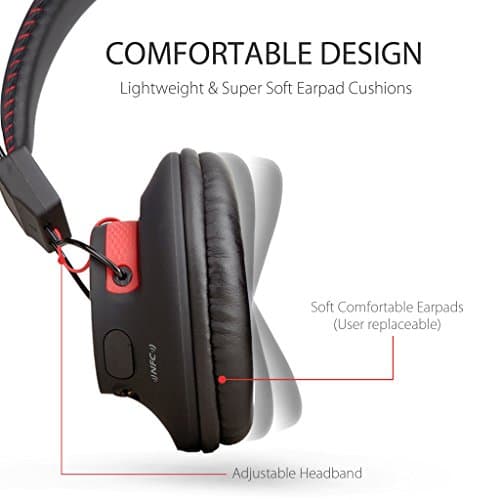 Avantree Audition Closed-Back Headphones (Black / Red) image