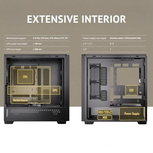 Antec FLUX SE ATX Mid Tower Black / Brown with Tempered Glass Side Panel and USB 3.2 Gen 2 Type-C USB 3.2 Gen 1 Type-A image