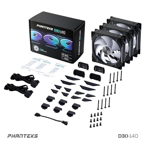 Phanteks PH-F140D30 140mm Black Addressable RGB PWM 71.93 CFM 3-Pack image