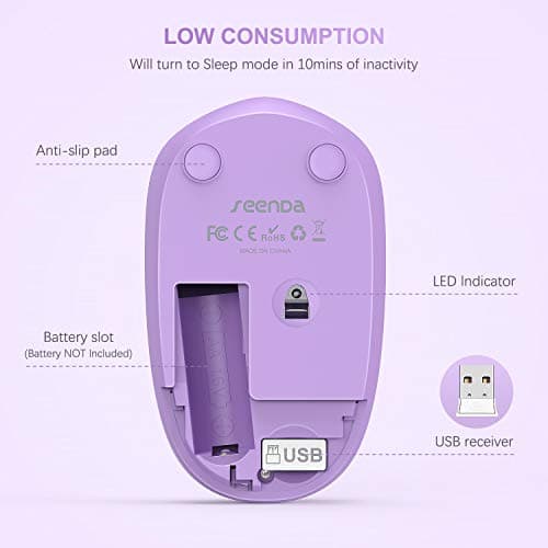 seenda Wireless Mouse, 2.4G Noiseless Mouse with USB Receiver Portable Computer Mice Cordless Mouse for PC, Tablet, Laptop - Purple image