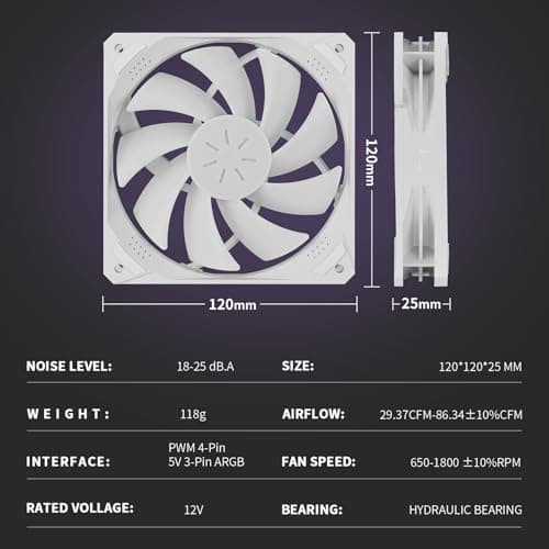 upHere NT1207 120mm White PWM ARGB 5-Pack image