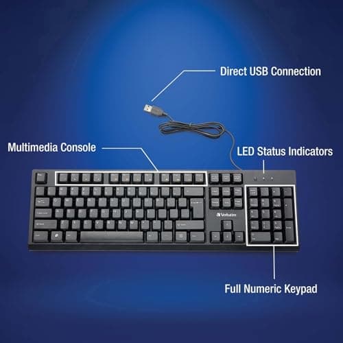 Verbatim 70734 Wired Standard Keyboard with Laser Mouse image