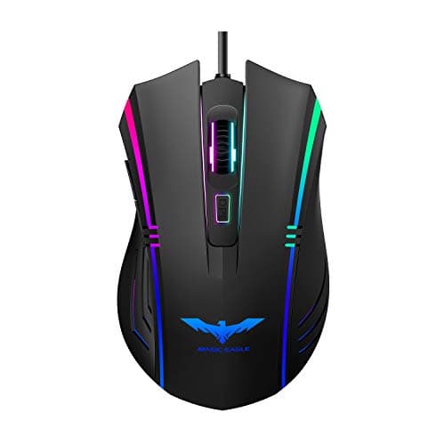 Havit Gaming Mouse RGB Wired,6 Adjustable DPI(800-1600-2400-3200-4800-6400) USB Ergonomic Computer Mice with 6 Buttons for Laptop PC Gaming (RGB) image