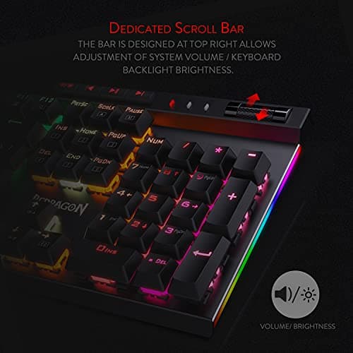 Redragon K580 VATA RGB LED Backlit Mechanical Gaming Keyboard with Macro Keys & Dedicated Media Controls, Onboard Macro Recording (Blue Switches) image