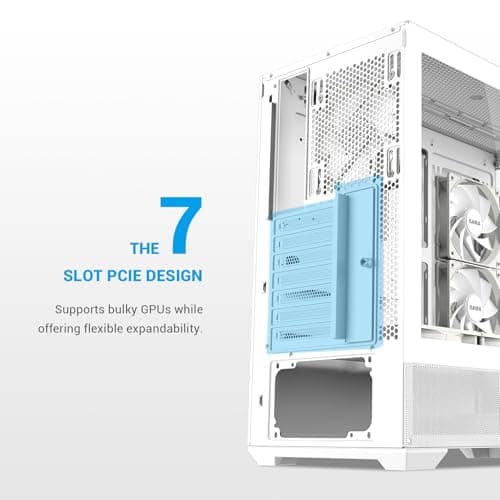 SAMA V40 ATX Mid Tower White with Tempered Glass Side Panel and USB 3.2 Gen 2 Type-C, USB 3.2 Gen 1 Type-A image