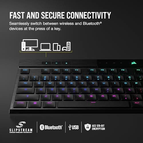Corsair K100 AIR Wireless RGB Bluetooth/Wireless/Wired Gaming Keyboard image