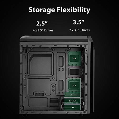 CiT F3 Micro ATX Mini Tower Black / Blue with Acrylic Side Panel and USB 3.2 Gen 1 Type-A, USB 2.0 Type-A image