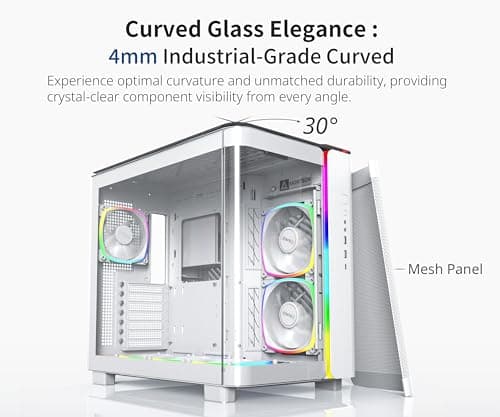 Montech KING 95 PRO ATX Mid Tower White Tempered Glass Side Panel, Front USB Type-C & Type-A (USB 3.2 Gen 2 & Gen 1) image