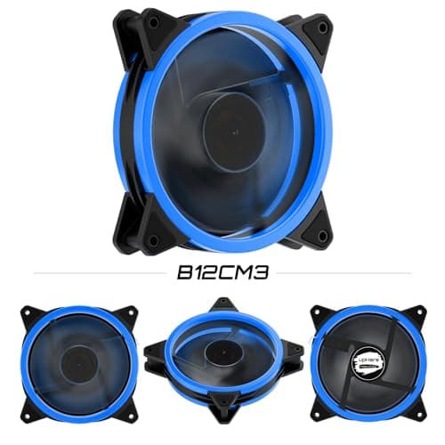 upHere Blue Computer Case Fan 120mm LED Silent Fan for Computer Cases, CPU Coolers, and Radiators Ultra Quiet, Premium Edition,3 Pin 3 Pack/B12CM3-3 image