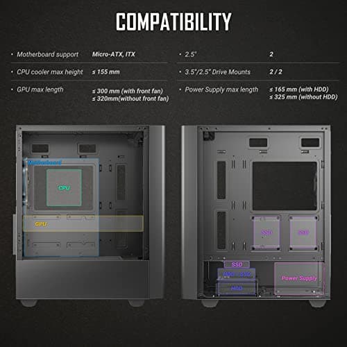 Antec NX500M Micro ATX Mini Tower Black with Tempered Glass Side Panel and USB 3.2 Gen 1 Type-A / USB 2.0 Type-A image