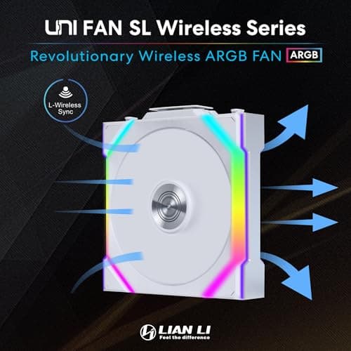 Lian Li UNI FAN SL Wireless 120mm White PWM Addressable RGB 64.05 CFM 3-Pack image
