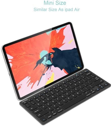 Arteck Ultra-Slim Bluetooth Keyboard Compatible with iPad 10.2-inch/iPad Air/iPad 9.7-inch/iPad Pro/iPad Mini, iPhone and Other Bluetooth Enabled Devices Including iOS, Android, Windows, Black image