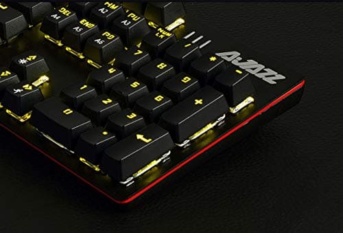 Ajazz AK50 Mechanical Keyboard with Brown Switches, 104 Standard Keys Classic Layout, Anti-Ghosting Professional Gaming Keyboard, Yellow LED Backlit, Black image