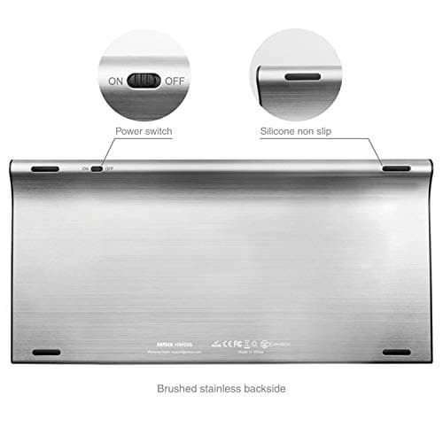 Arteck 2.4G Wireless Keyboard Stainless Steel Ultra Slim Keyboard for Computer/Desktop/PC/Laptop/Surface/Smart TV and Windows 10/8 / 7 / Vista/XP Built in Rechargeable Battery image