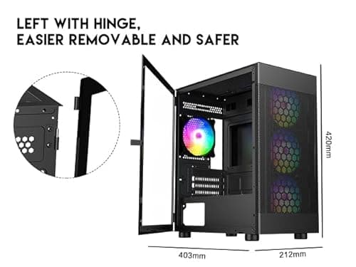 DIYPC ARGB-G5 ATX Mid Tower Black with Tempered Glass Side Panel and USB 3.2 Gen 1 Type-A, USB 2.0 Type-A image