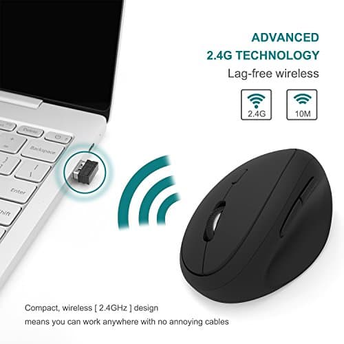 Wireless Vertical Mouse, Jelly Comb Wireless Mouse 2.4G High Precision Ergonomic Optical Mice 【 for Small Hands 】 (Black) image