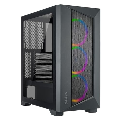 Azza Octane A ATX Mid Tower Black with Tempered Glass Side Panel and USB 3.2 Gen 1 Type-A, USB 2.0 Type-A Front Panel image