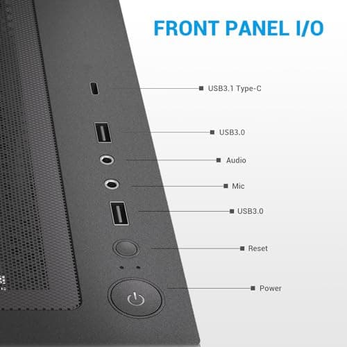 SAMA V40 ATX Mid Tower Black Tempered Glass Side Panel, USB 3.2 Gen 2 Type-C and USB 3.2 Gen 1 Type-A image