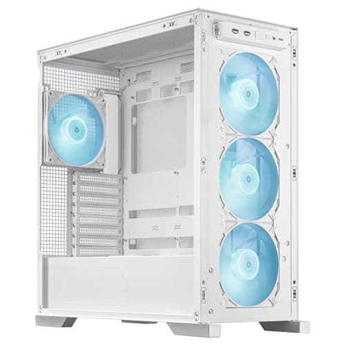 Asus TUF Gaming GT302 ARGB ATX Mid Tower White Tempered Glass Side Panel, ARGB image