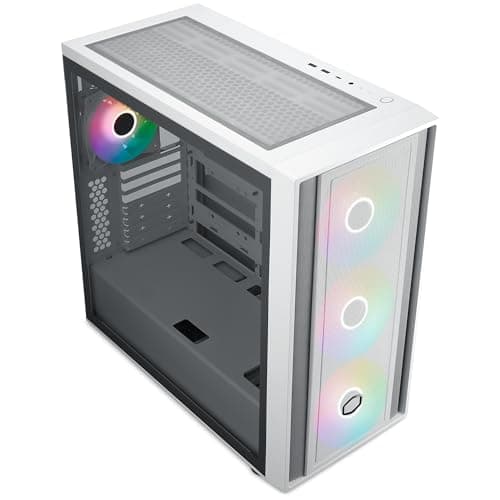 Cooler Master MasterBox 600 ATX Mid Tower White Tempered Glass Side Panel, USB 3.2 Gen 2x2 Type-C, USB 3.2 Gen 1 Type-A image