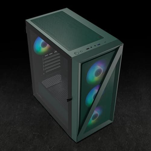 Vetroo M05 Micro ATX Mid Tower Green Tempered Glass image