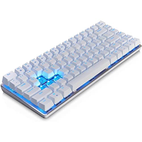 LexonElec 82 Key Mechanical Keyboard Metal Mechanical Wired Usb Blue Switch Computer Gaming Keyboard With Blue LED Backlit For Computer Gamers (Blue Switch, White) image