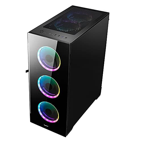 BGears b-Voguish ATX Mid Tower Black with RGB, Tempered Glass Side Panel, USB 3.2 Gen 1 Type-A, USB 2.0 Type-A image