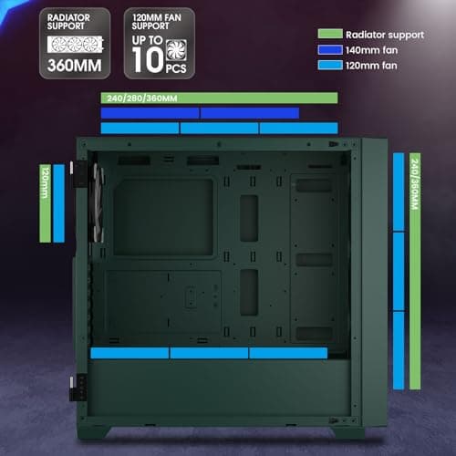 Vetroo AL800 ATX Mid Tower Green Tempered Glass Side Panel image