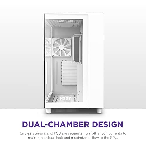 NZXT H9 Flow ATX Mid Tower White with Tempered Glass Side Panel and USB 3.2 Gen 2x2 Type-C, USB 3.2 Gen 1 Type-A Front Panel image