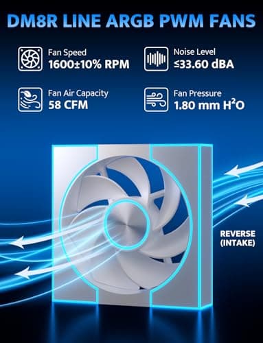 darkFlash DM8R LINE Black Reverse 120mm White Pack of 3 image