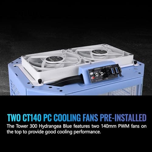 Thermaltake The Tower 300 MicroATX Mini Tower Tempered Glass Side Panel - Hydrangea Blue image