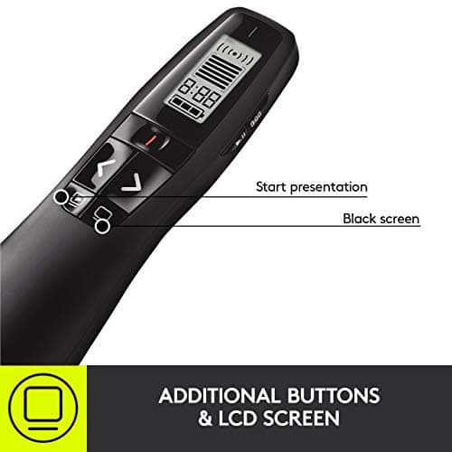 Logitech Professional Presenter R800, Wireless Presentation Clicker Remote with Green Laser Pointer and LCD Display image