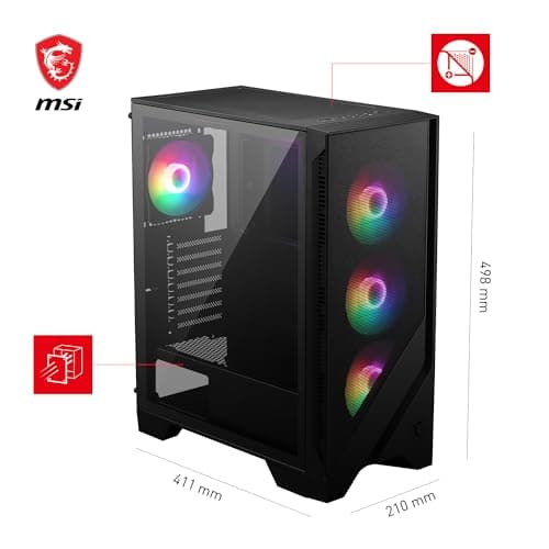 MSI MAG FORGE 120A AIRFLOW ATX Mid Tower Black Tempered Glass Side Panel, USB 3.2 Gen 1 Type-A image