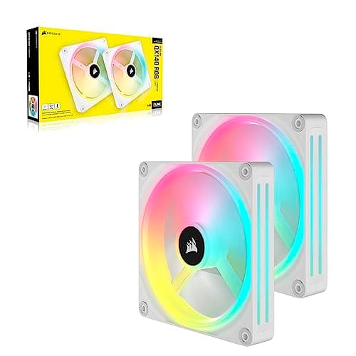 Corsair iCUE LINK QX140 RGB Starter Kit 140mm White Addressable RGB PWM 82.5 CFM 2-Pack image