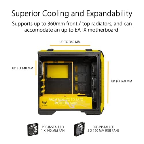 Asus TUF Gaming GT501 Demon Slayer Edition ATX Mid Tower Yellow / Black Tempered Glass Side Panel, USB 3.2 Gen 1 Type-A image