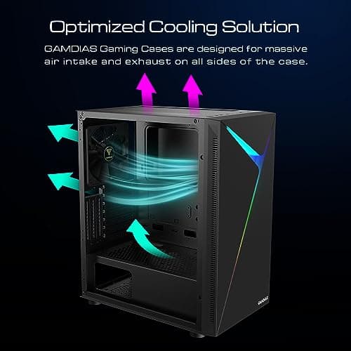 GAMDIAS ARGUS E4 ELITE ATX Mid Tower Black with Tempered Glass Side Panel and USB 3.2 Gen 1 Type-A, USB 2.0 Type-A image