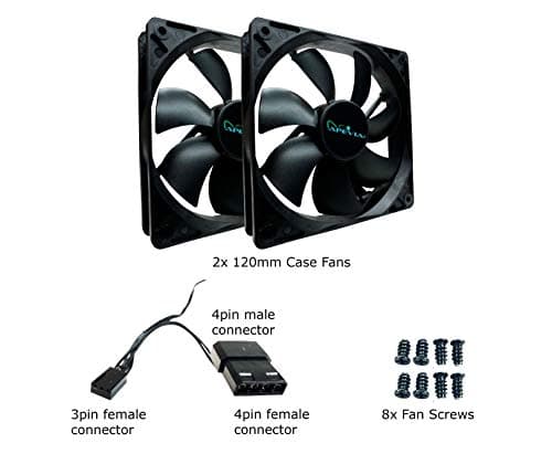 APEVIA AF212S-BK 120mm 4pin Molex & 3pin Motherboard Silent Black Case Fan (2-pk) image