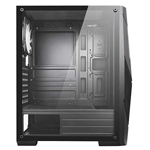 CiT Master ATX Mid Tower Black Tempered Glass Side Panel, USB 3.2 Gen 1 & USB 2.0 Front USB image